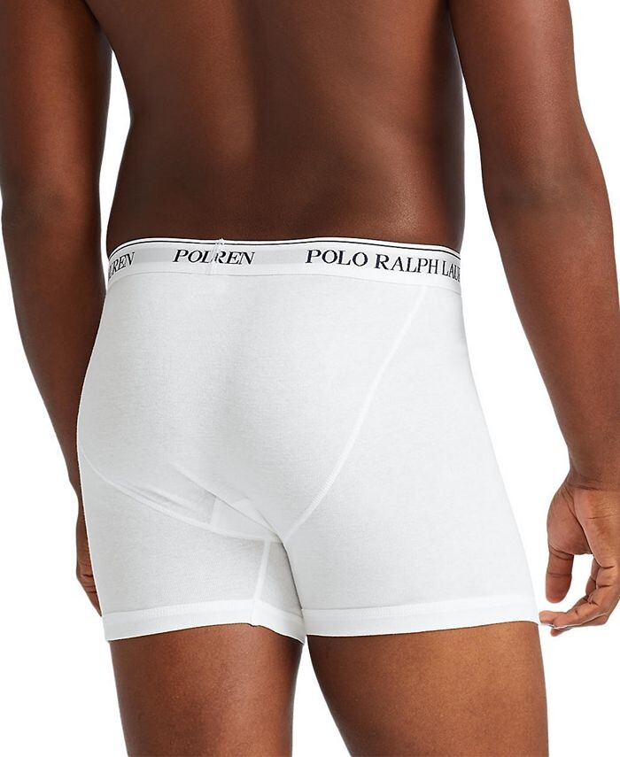 Мужской комплект из 3 штук. Классические хлопковые трусы-боксеры Polo Ralph Lauren, белый — фото 3