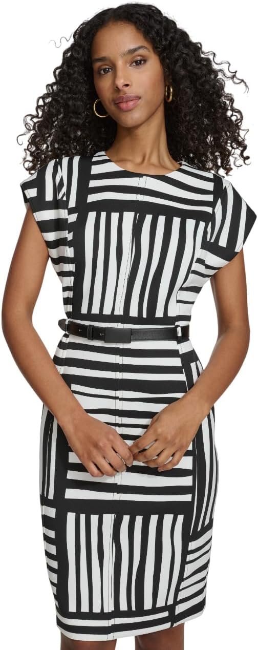 

Женское платье-футляр без рукавов Calvin Klein Scuba, Black / Soft White