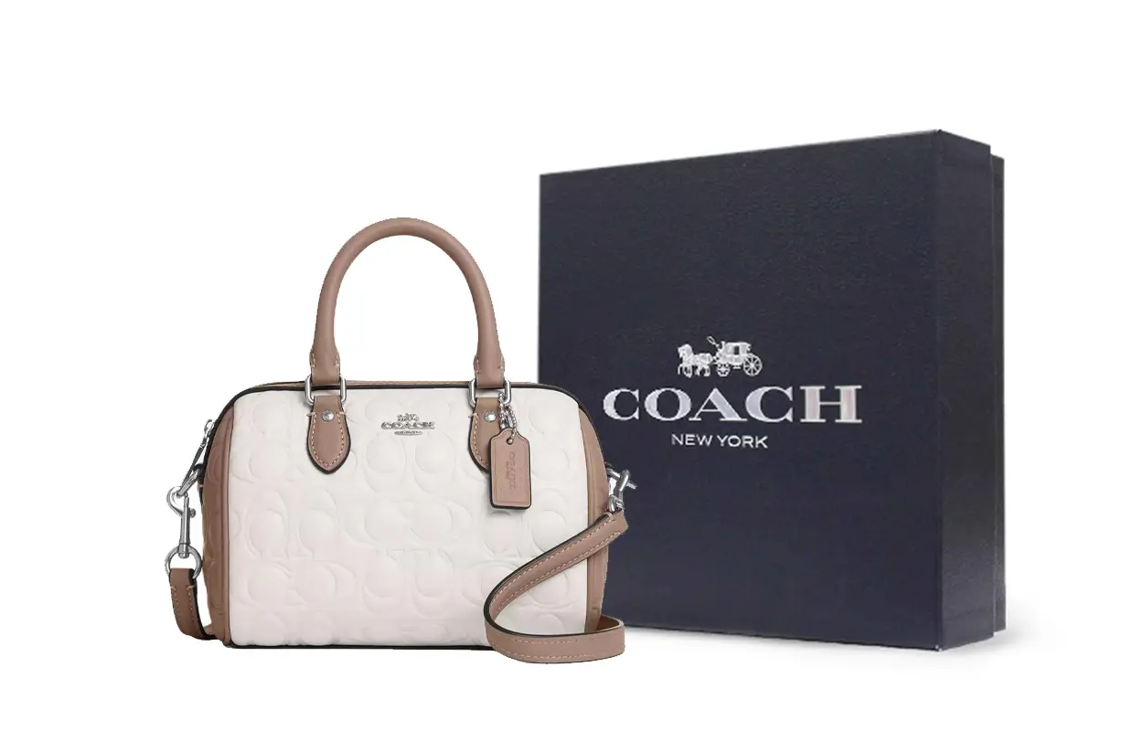 

COACH Роуэн гладкая кожаная сумка через плечо миниатюрная женская сумка мел и тауп