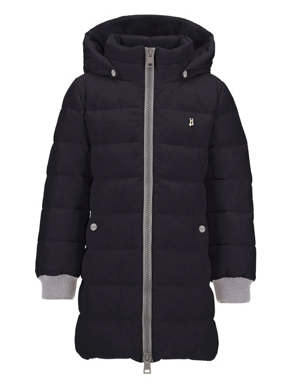 

Стеганый пуховик с капюшоном Herno Kids, черный
