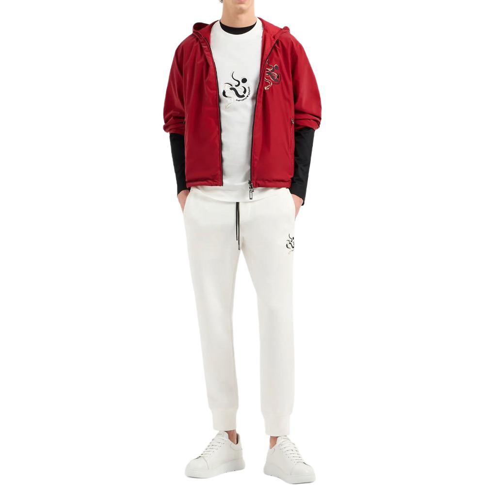 Футболка Asv из смесового лиоцелла с вышивкой EMPORIO ARMANI, Ecru — фото 4