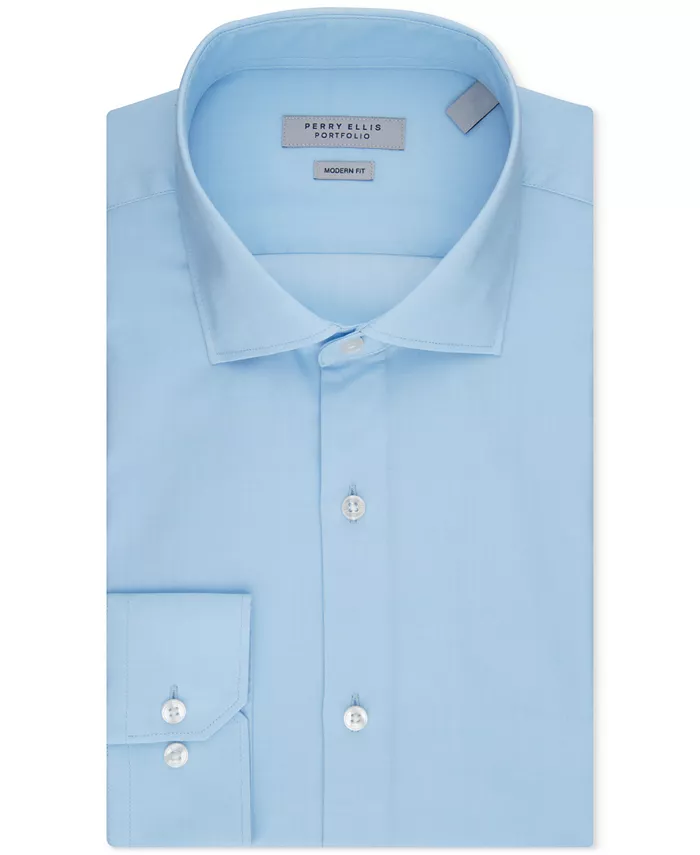 

Рубашка мужская Perry Ellis Modern-Fit Lux Twill Solid Perry Ellis Portfolio, синий