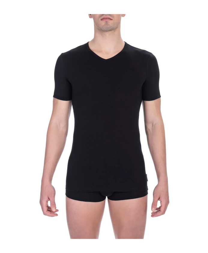 

Классическая хлопковая футболка с V-образным вырезом Bikkembergs, черный