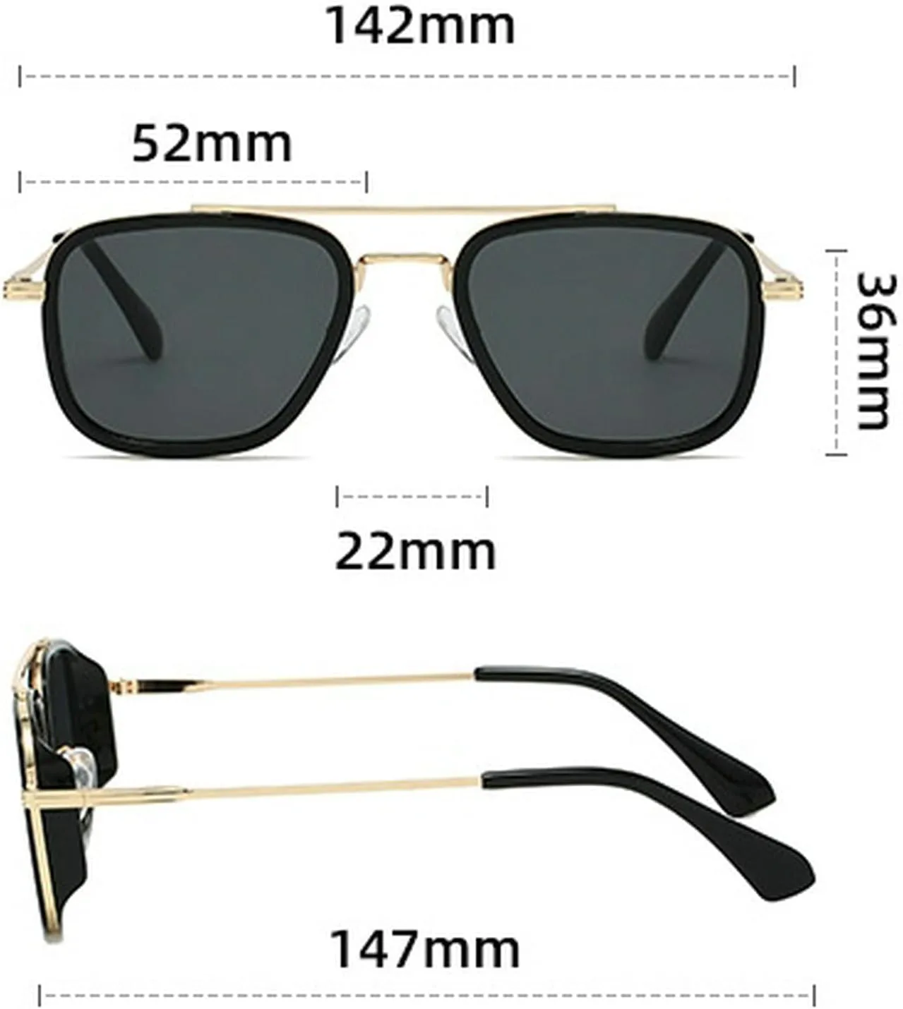 

Солнцезащитные очки в стиле ретро квадратной формы для женщин и мужчин, большие винтажные очки-пилот, винтажные солнцезащитные очки 70-х годов mincl, Black