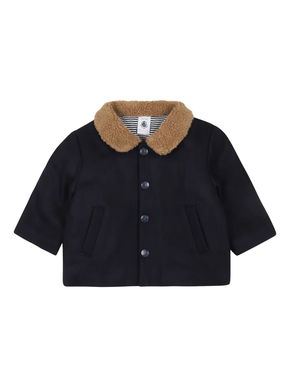 

Куртка из смесовой шерсти с флисовым воротником Petit Bateau, синий
