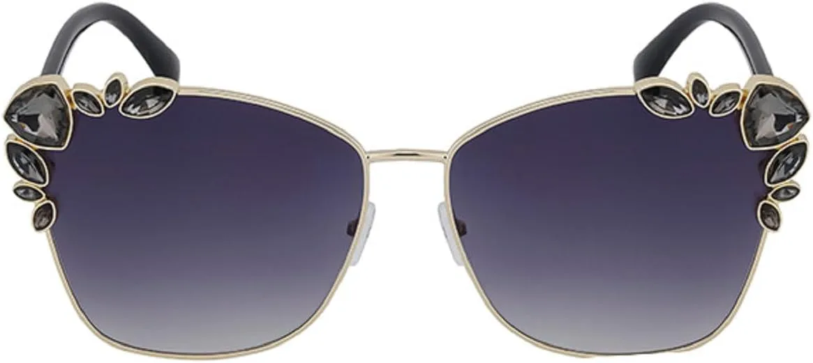 

Квадратные солнцезащитные очки с металлической оправой и стразами для женщин, винтажный стиль, модные очки UV400, защита от ультрафиолета, модель 3394 Melrose, Grey