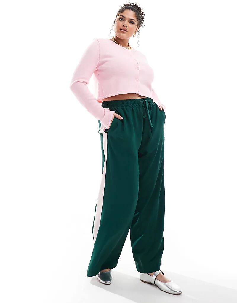 

Брюки Curve Pull-on с контрастной вставкой цвета лесной зелени ASOS DESIGN