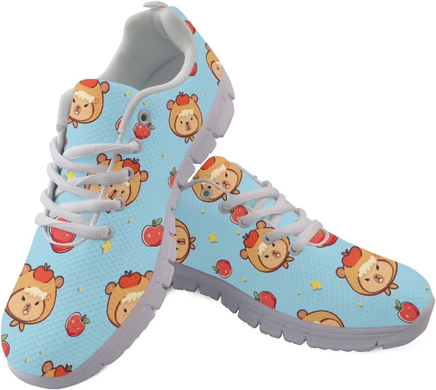 

Мужские удобные кроссовки PinUp Angel с графическим дизайном, дышащей сеткой, для повседневной ходьбы, Cartoon Capybara Apple Blue