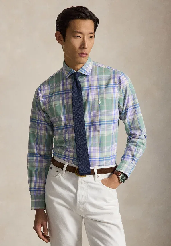 Рубашка оксфордская Polo Ralph Lauren, Custom fit plaid oxford shirt, цвет выцветшая мята/мульти