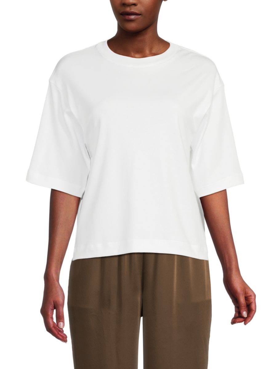 

Футболка с широкими рукавами из хлопка пима Vince, белый