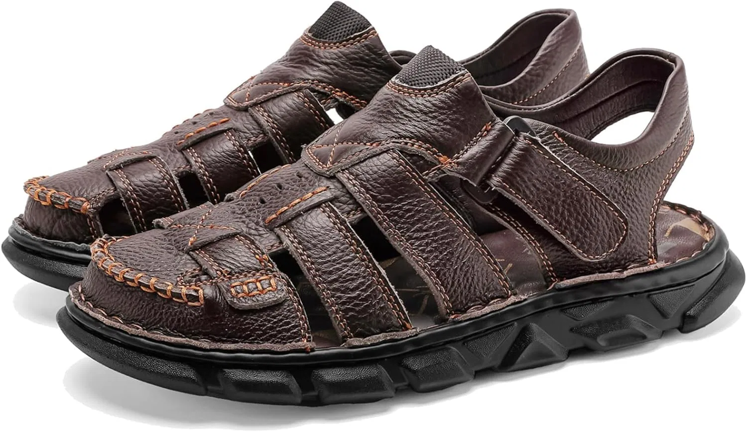 Спортивные сандалии Men's Leather Sandals Dark Brown Moodeng