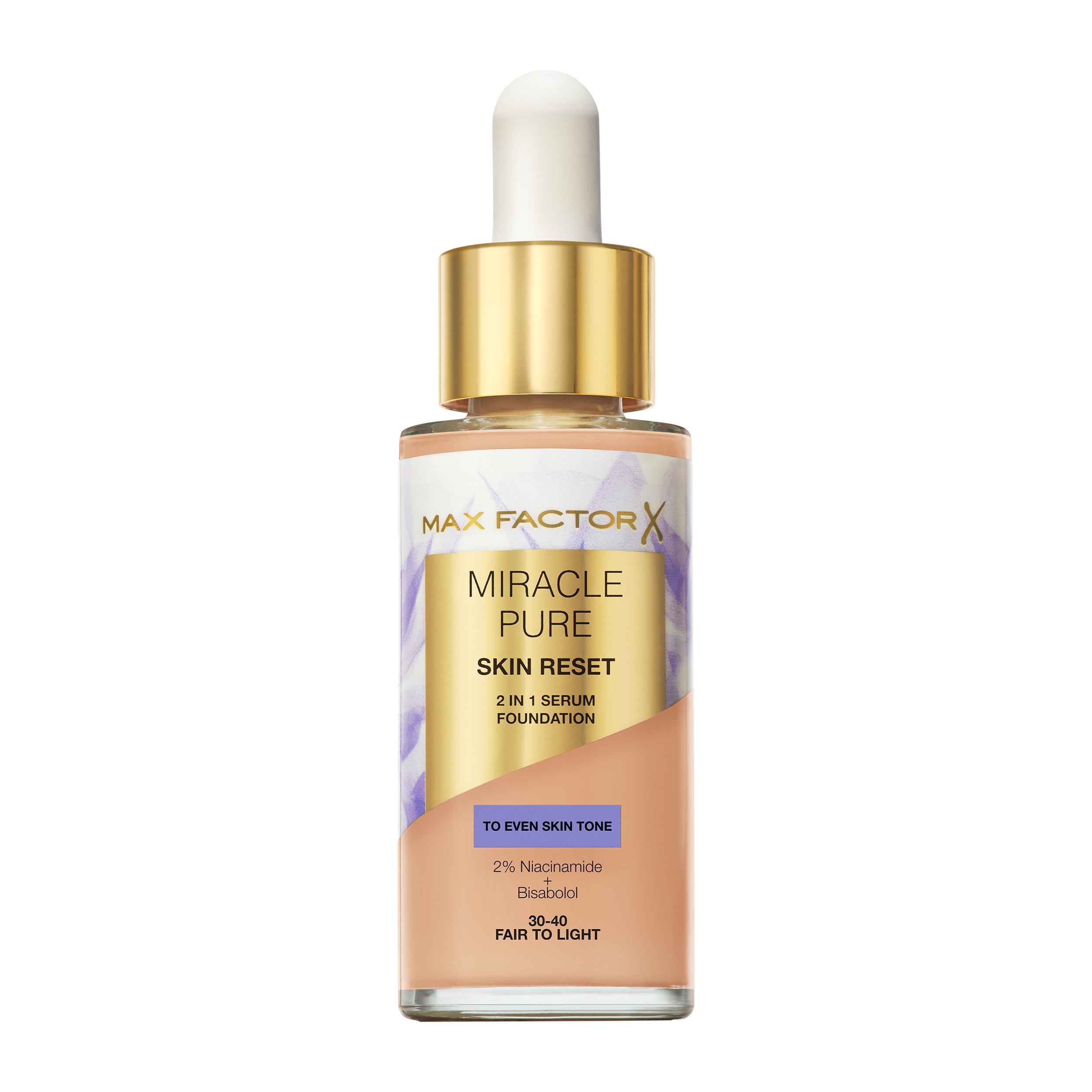 

Жидкая основа miracle pure skin reset 2in1 serum foundation Max Factor, цвет nr. 30-40 fair to light, 30 мл