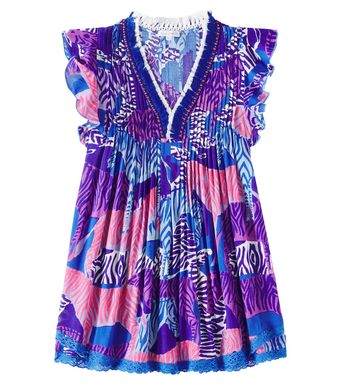 

Платье Sasha с рюшами Poupette St Barth Kids, Blue Ashanti