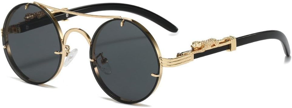 

Винтажные круглые солнцезащитные очки для мужчин, модные, с двойной перемычкой, разноцветные, для женщин, ретро, ​​стильные, роскошные солнцезащитные очки TKKTLLT, Golden-black