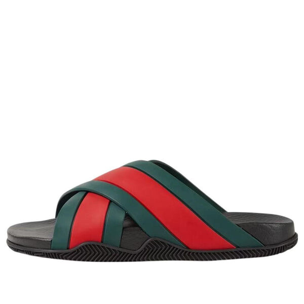Тапочки slide web stripe 'black' Gucci, черный
