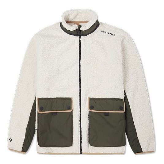 

Куртка retro contrast color stitching lamb's wool jacket white Converse, белый