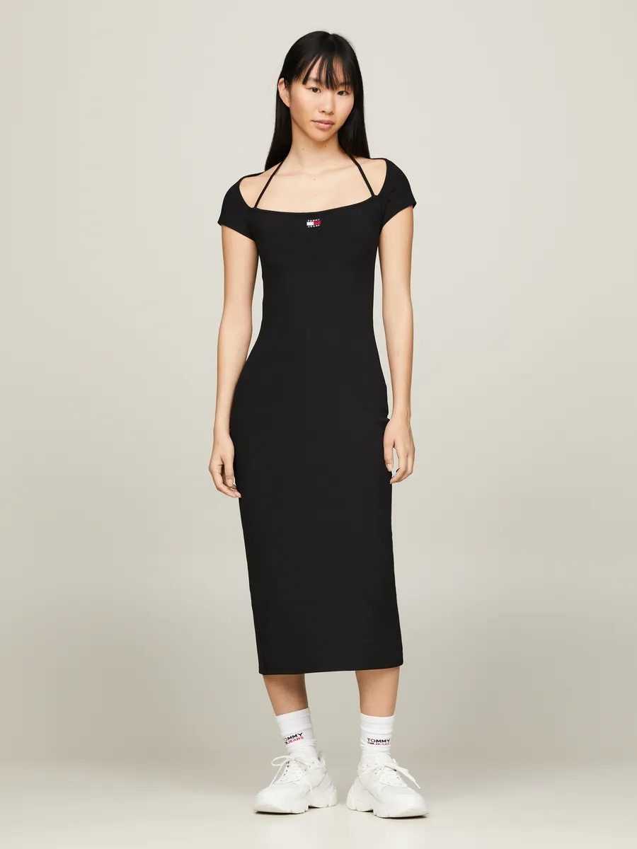 

Трикотажное платье Tommy Jeans "TJW MIDI BADGE RIB DRESS EXT ", с флагом Tommy Jeans, черный