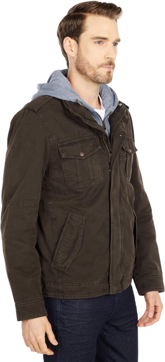 Толстовка Two-Pocket Hoodie with Zip Out Jersey Bib/Hood and Sherpa Lining Levi's, цвет Dark Brown — фото 4