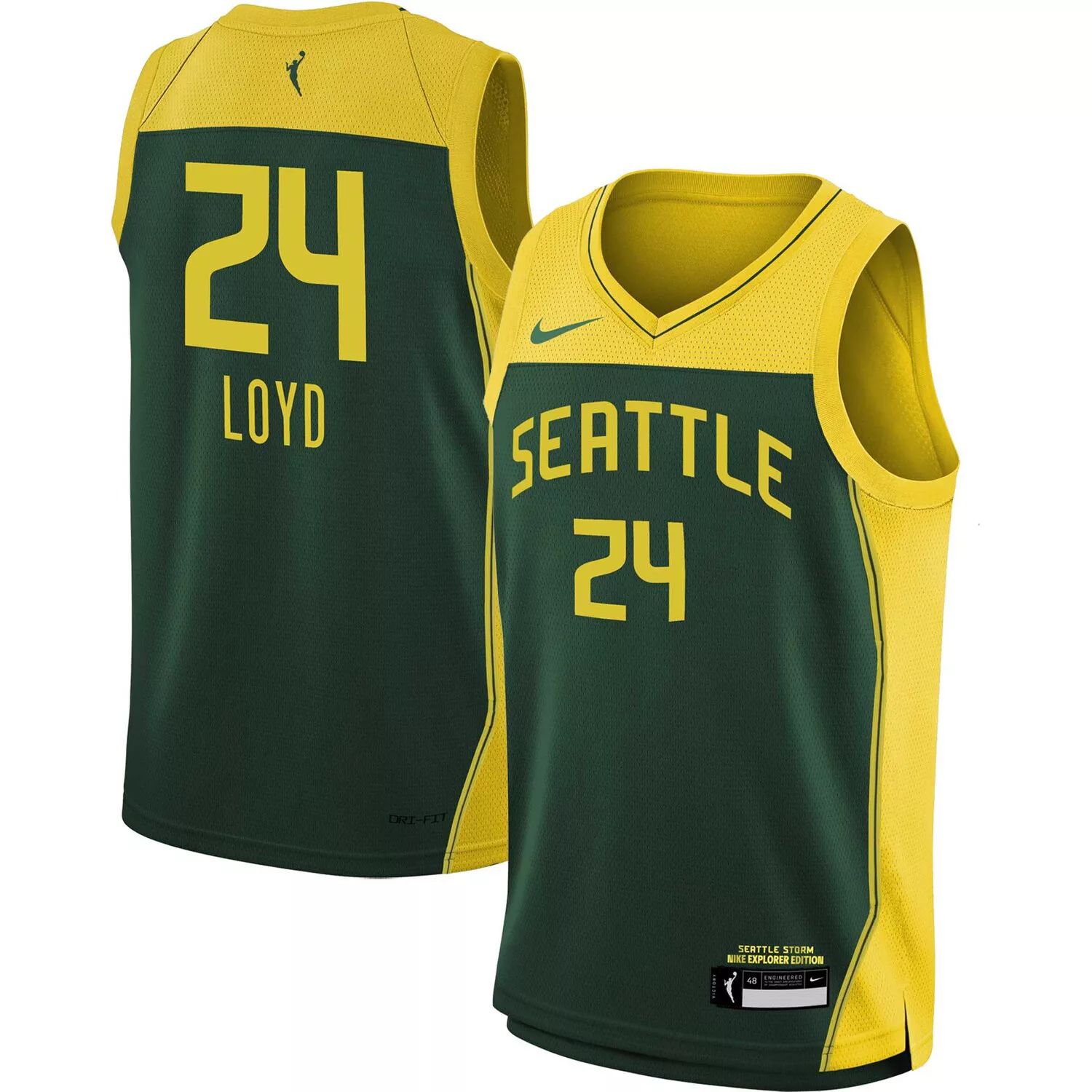 

Молодежная майка Nike Jewell Loyd Green Seattle Storm 2021 Explorer Edition Victory Player Nike