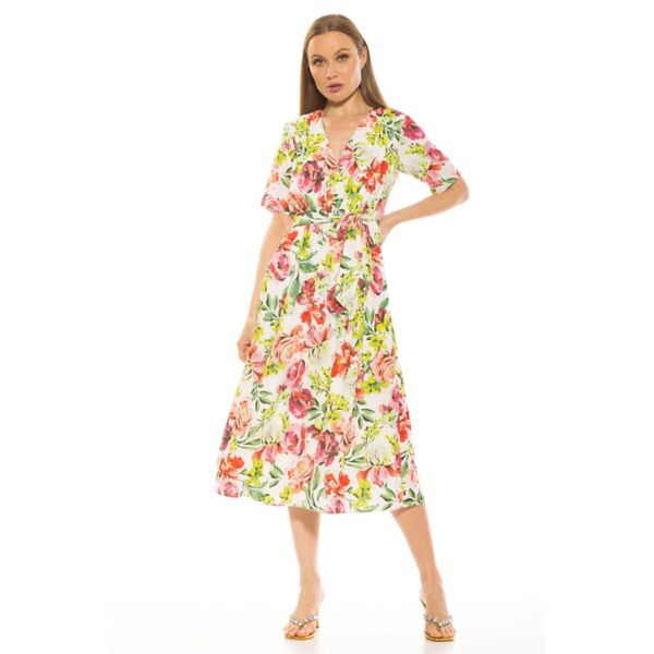 

Женское платье миди Larisa с завышенной талией и поясом Alexia Admor, цвет large floral