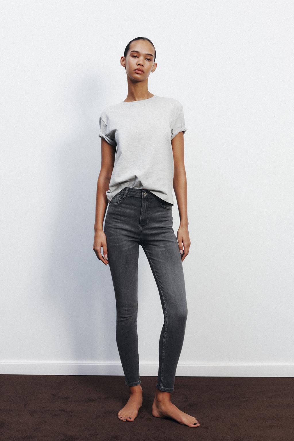 

Джинсы trf sculpt с высокой талией ZARA, антрацитовый серый