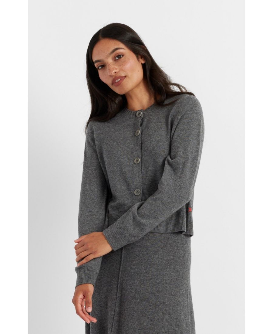 

Женский укороченный кардиган с круглым вырезом из смеси шерсти и кашемира Chinti & Parker, Grey