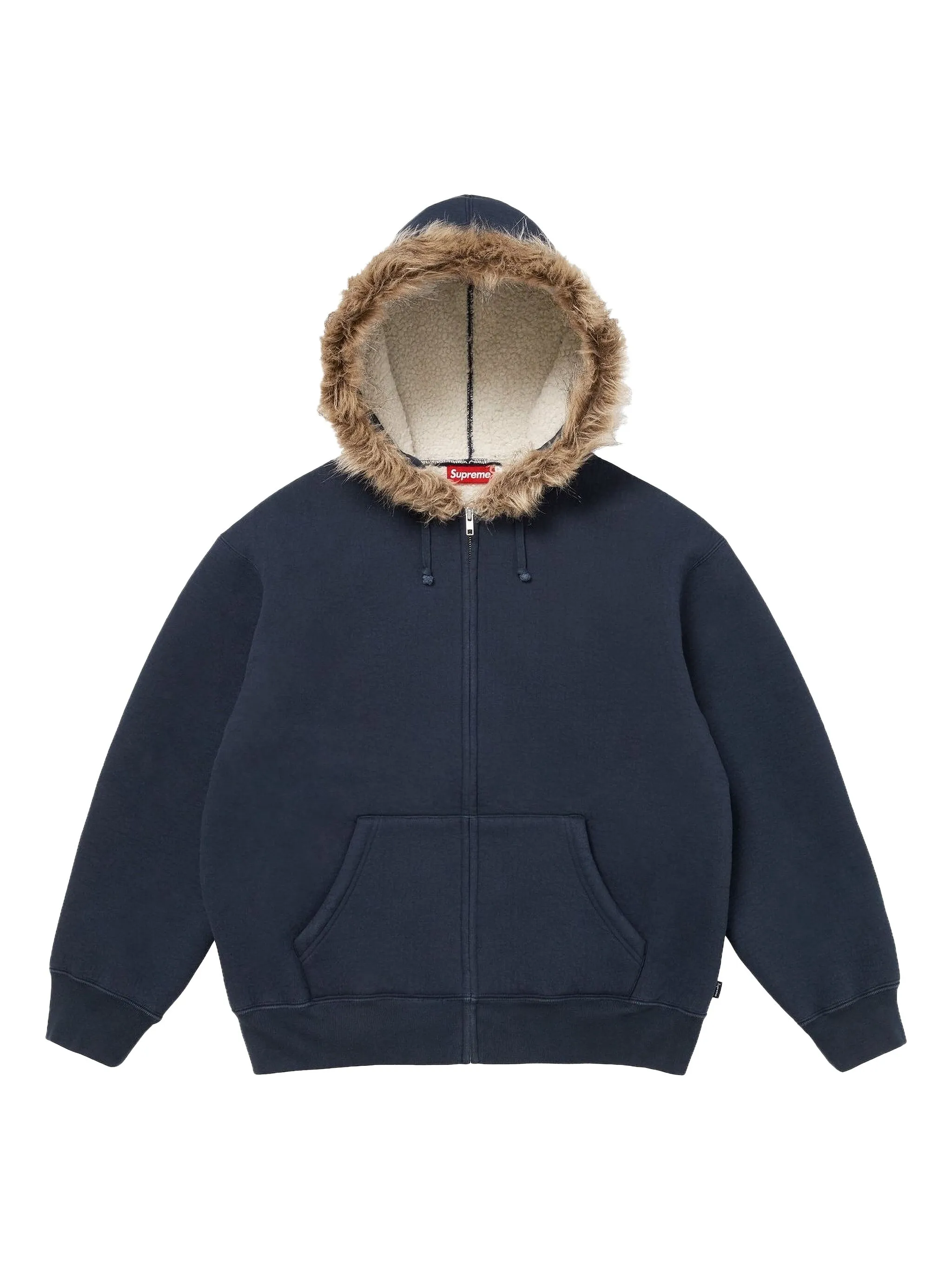 

Худи из искусственного меха на молнии Supreme, синий