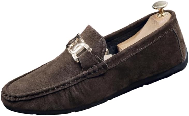 

Мужские модные туфли Lefer с резиновой подошвой, однотонные повседневные туфли, подходят для всех сезонов или ежедневной носки Hoalox, коричневый