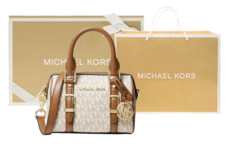 

MICHAEL KORS Сумка кроссбоди из кожи бедфордской коровы миниатюрная женская ванильно-белая и желудево-коричневая