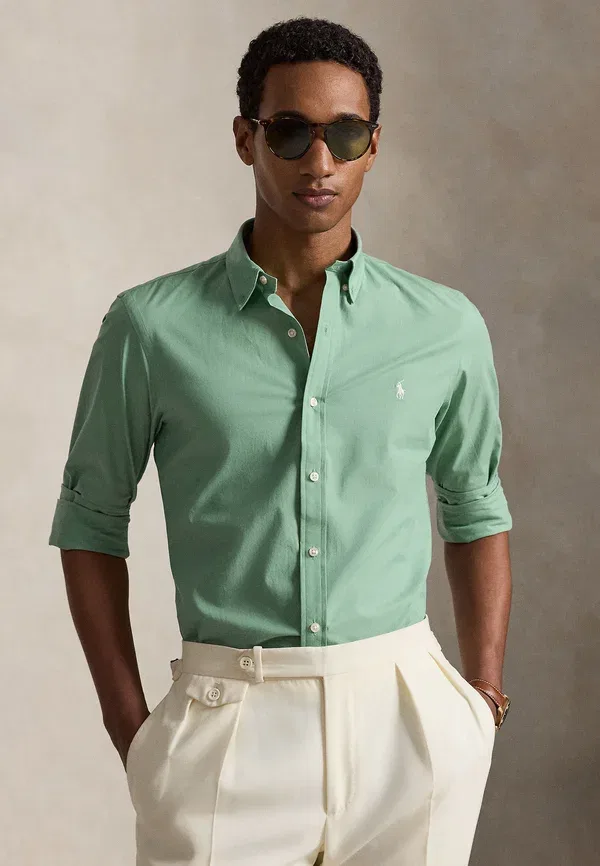 Рубашка из поплина с эффектом стрейч, Slim fit, Polo Ralph Lauren, выцветшая мята