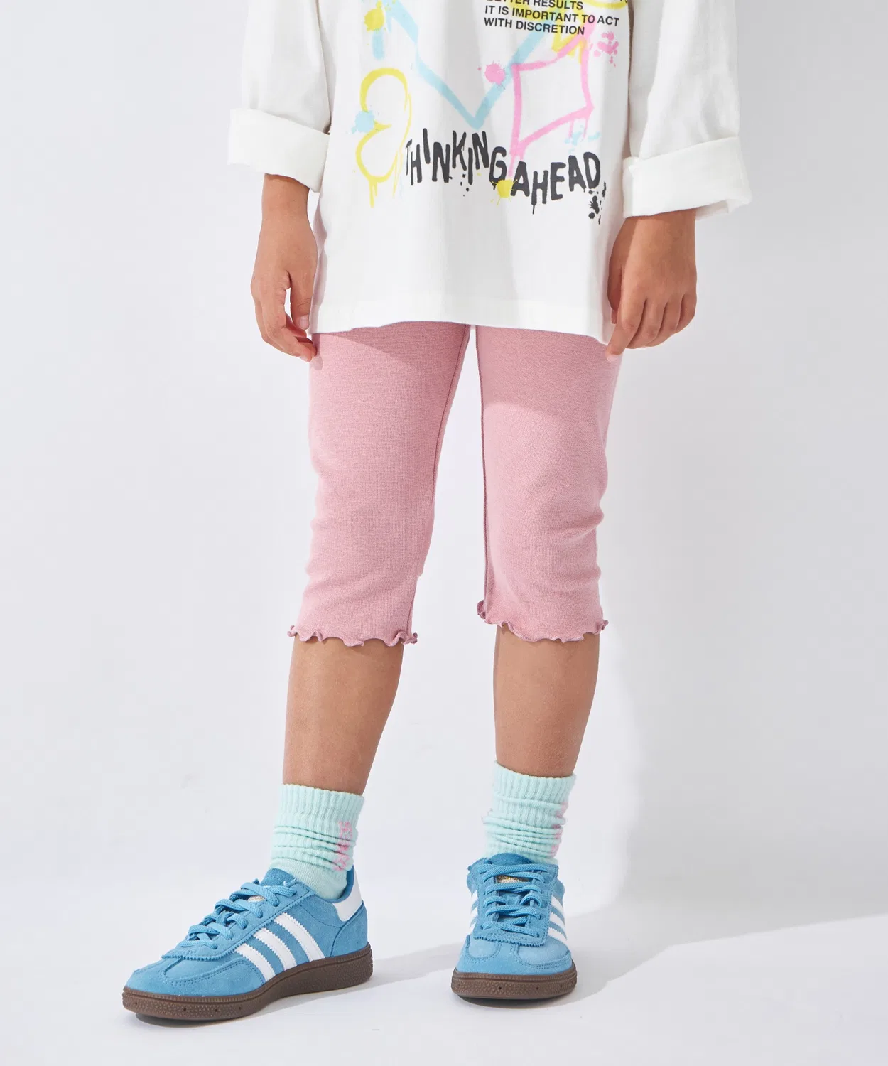 Леггинсы 6/8 длины с рюшами ever closet, 95% хлопок, розовый