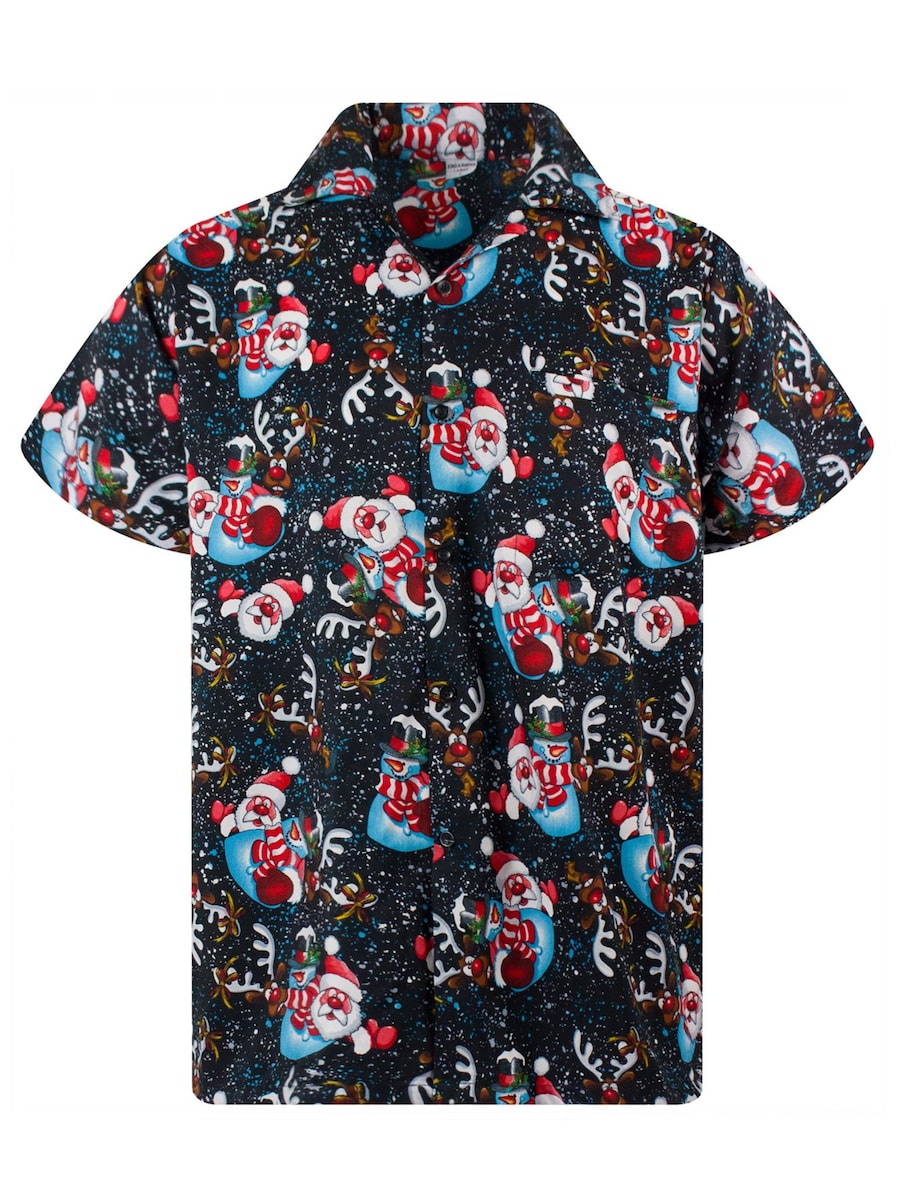 

Рубашка на пуговицах классического кроя King Kameha Christmas Snowflakes, черный