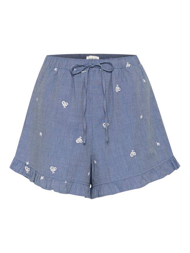 

Шорты Elly с вышивкой и воланами по краю Soaked In Luxury, Medium Blue Denim