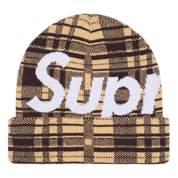 

Бейсболка big logo beanie (fw23) 'tan plaid' Supreme, коричневый