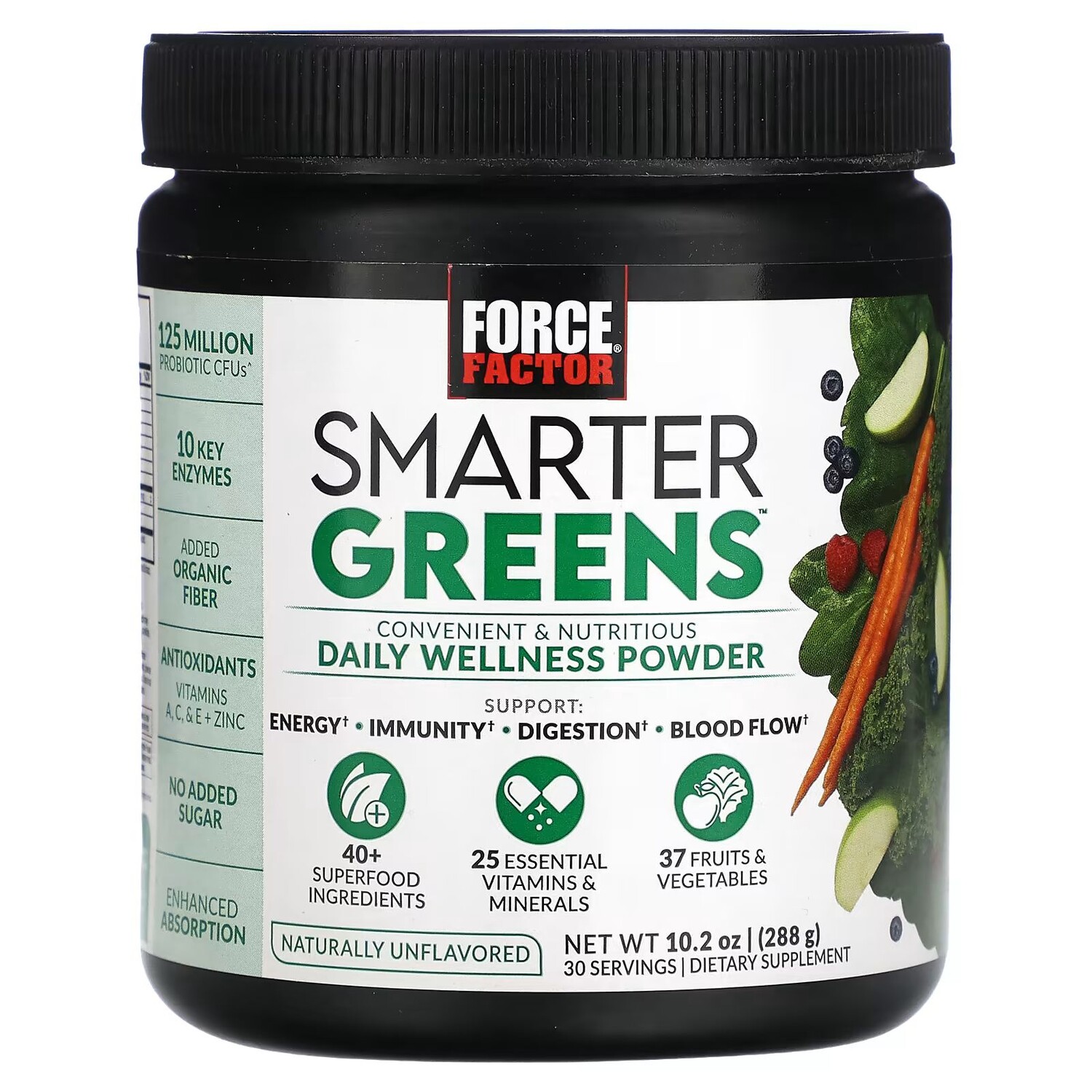 

Smarter Greens, Порошок Daily Wellness, натуральный без вкуса, 10,2 унции (288 г) Force Factor