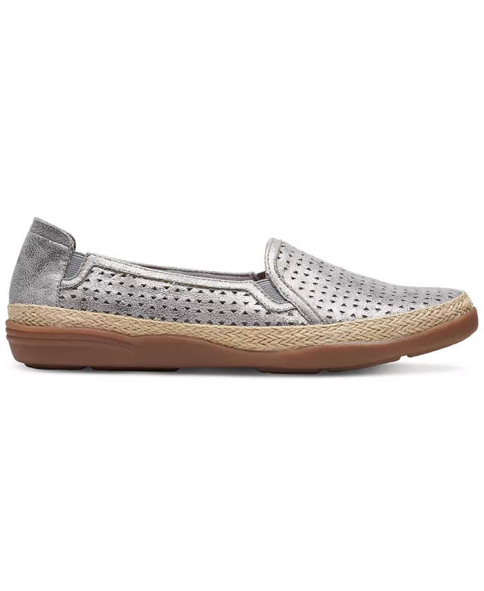 Слипоны-эспадрильи из кожи на плоской подошве Clarks, серебряный — фото 2