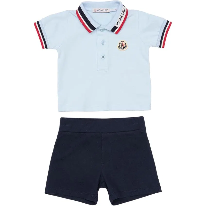 Детский спортивный костюм Moncler Casual Sportswear светло-голубой с темно-синими штанами