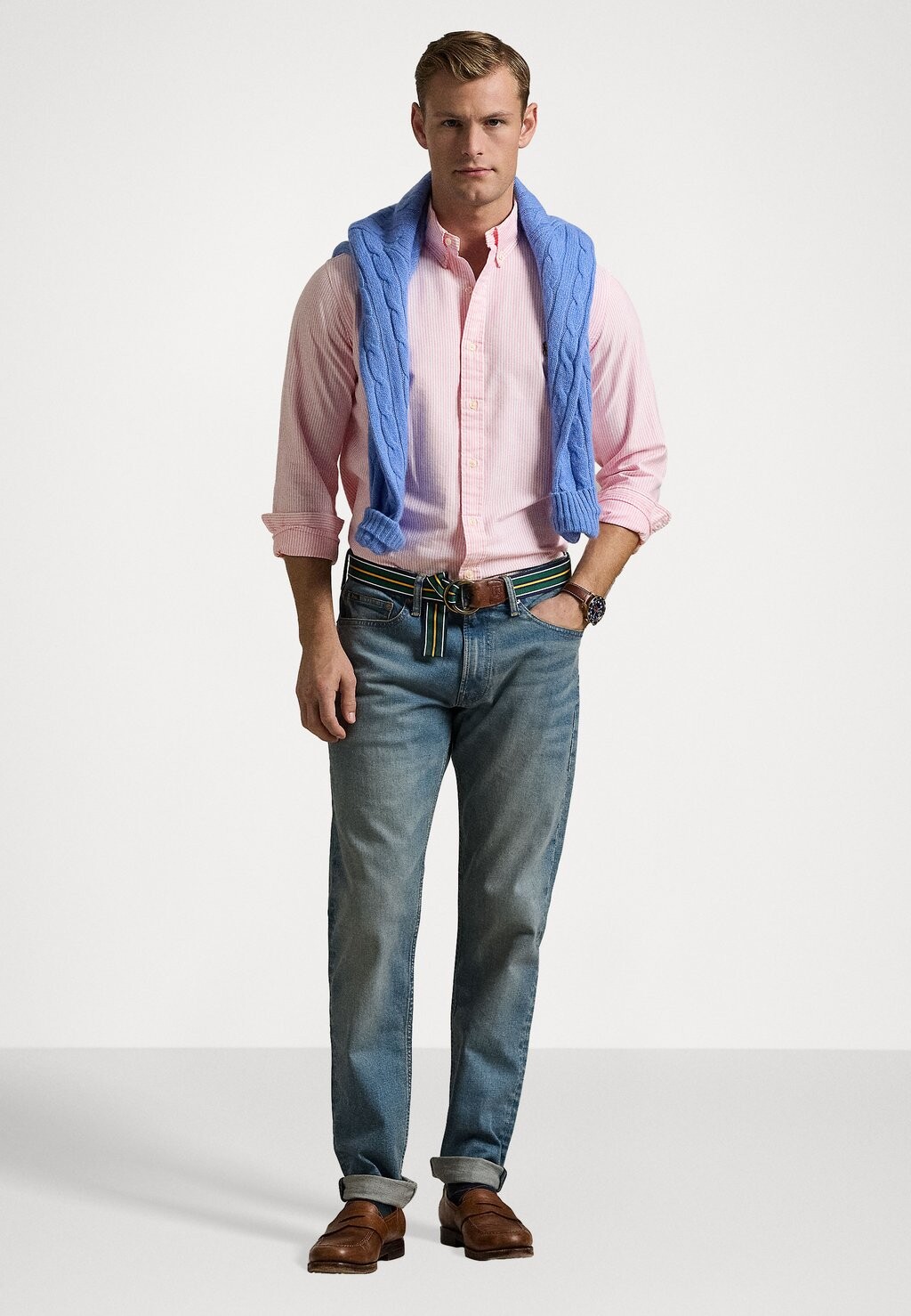 Рубашка CUSTOM FIT STRIPED OXFORD SHIRT Polo Ralph Lauren, розовый — фото 3