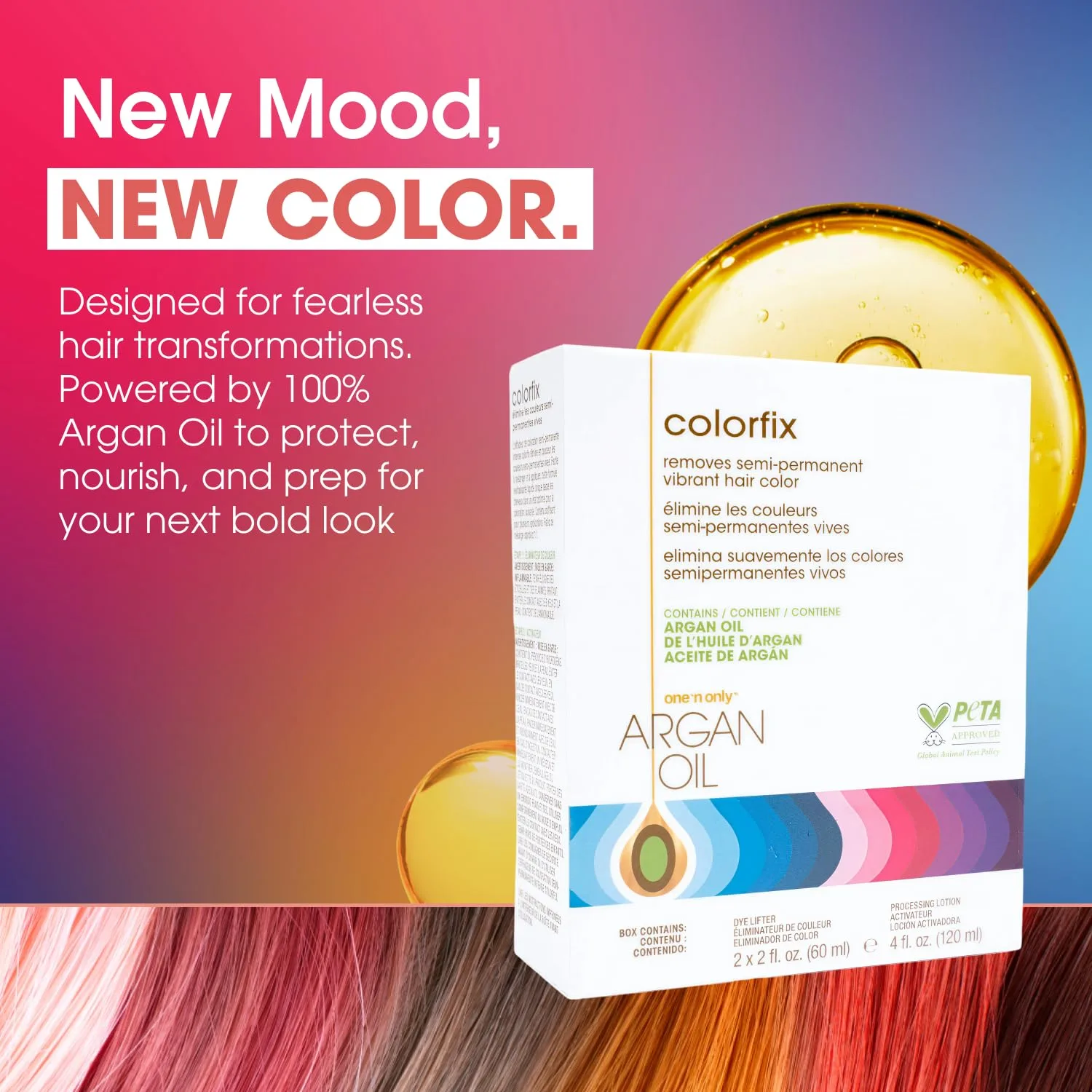 One 'n Only Colorfix полуперманентный набор для удаления краски для волос с аргановым маслом, профессиональное средство для коррекции цвета, cruelty free, Semi-Permanent — фото 2