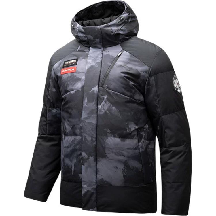 

ANTA Мужская пуховая куртка для разнообразных тренировок, Basic Black/All over Print/Basic Black