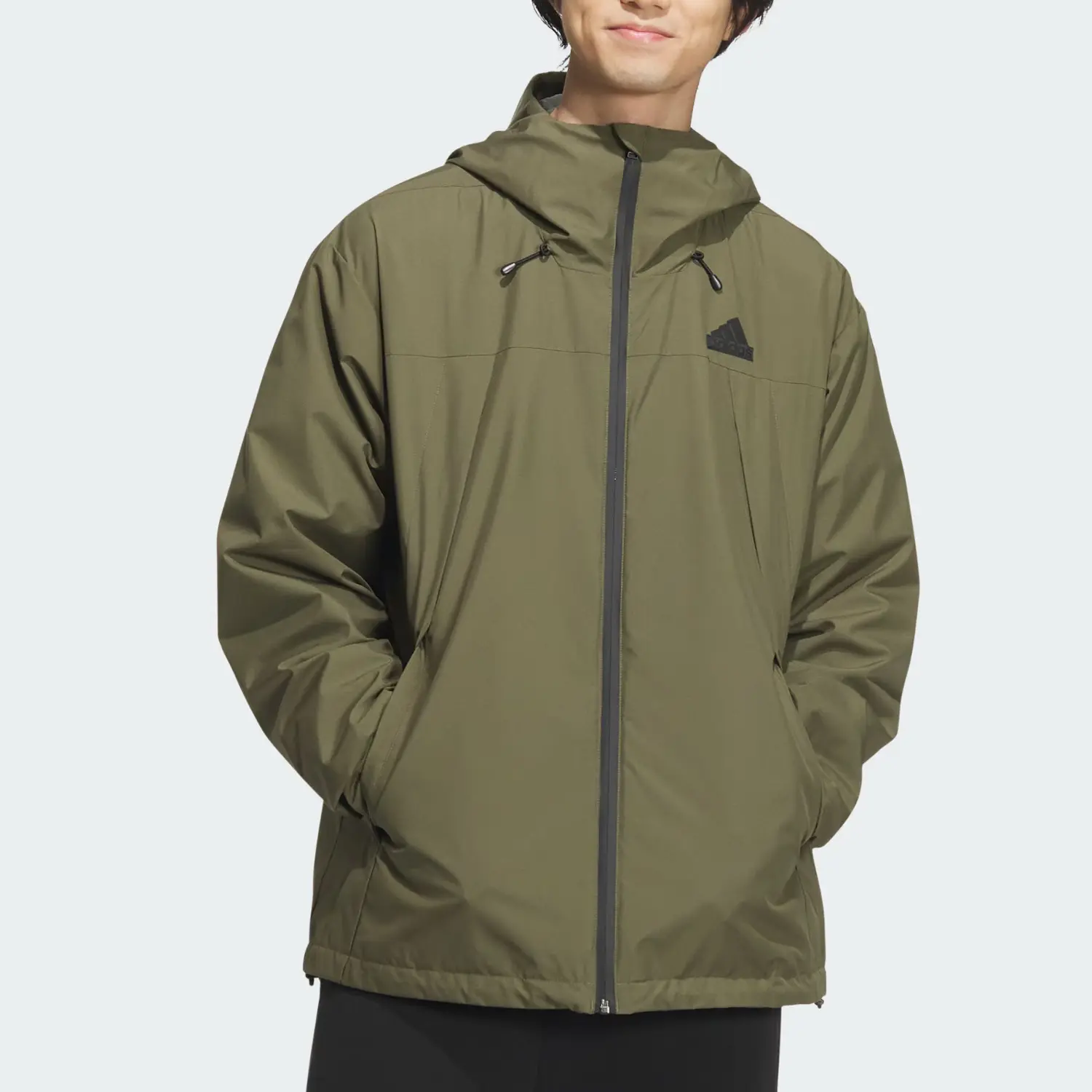 Adidas Тканевая куртка мужская Страта оливково-зеленая, Strata Olive Green — фото 4