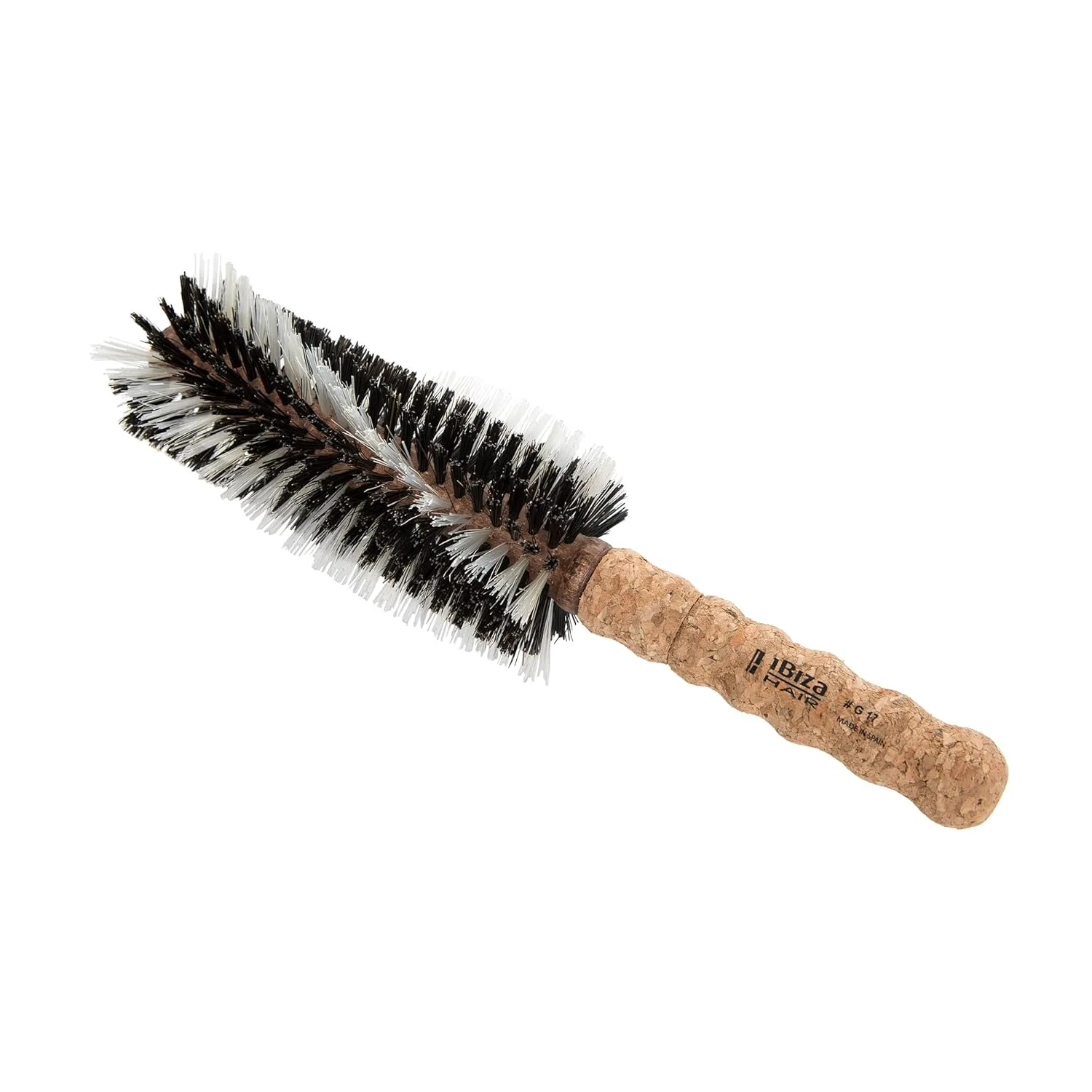 Круглая щетка Ibiza Hair Boar Bristle (G Series) с гибридной щетиной из кабана и карбонового нейлона и пробковой ручкой для блеска и текстуры G17, 65 мм — фото 4