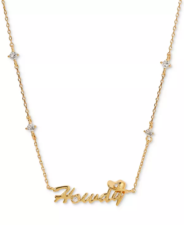 

Ожерелье-Чокер с подвеской в виде буквы «Howdy» из 18-каратного золота, 13 дюймов + удлинитель 3 дюйма Girls Crew, gold