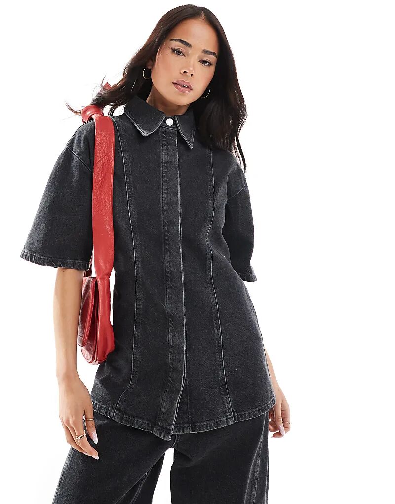 

Укороченная джинсовая рубашка серого цвета от ASOS DESIGN (часть комплекта)