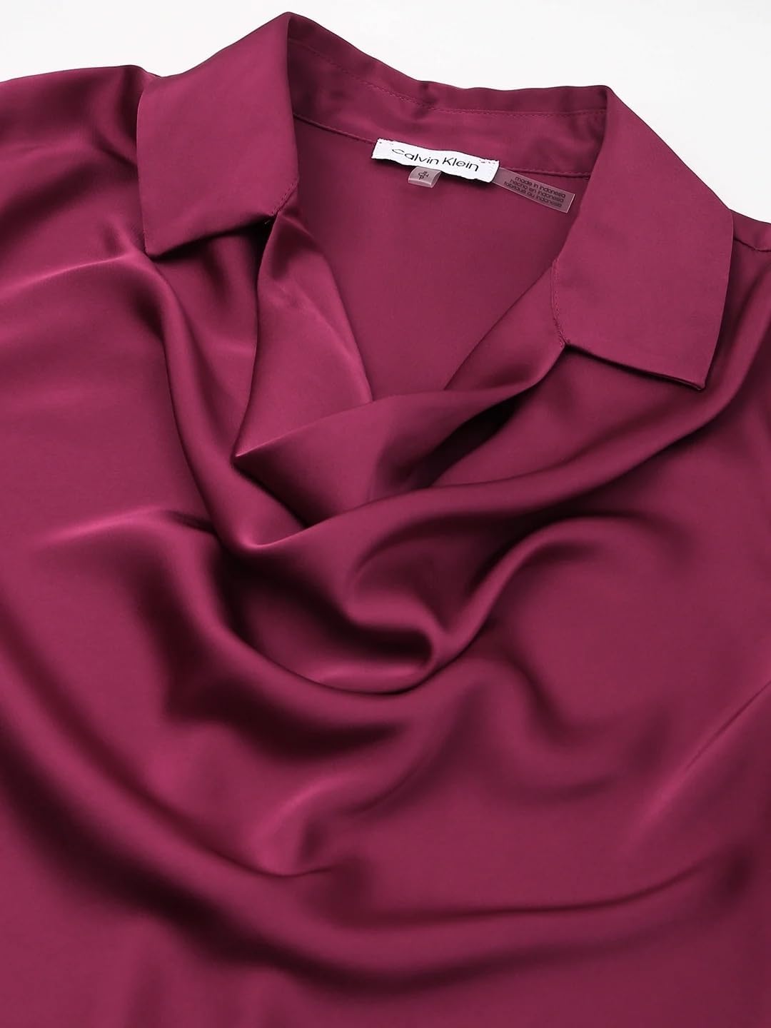 Женская блузка Calvin Klein Jeans с длинным рукавом и драпированным воротником, Mulberry — фото 2