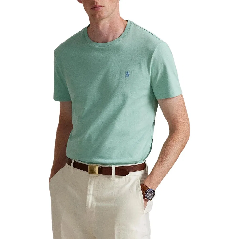 Футболка Polo Ralph Lauren Custom Slim Fit для мужчин, зеленая — фото 3