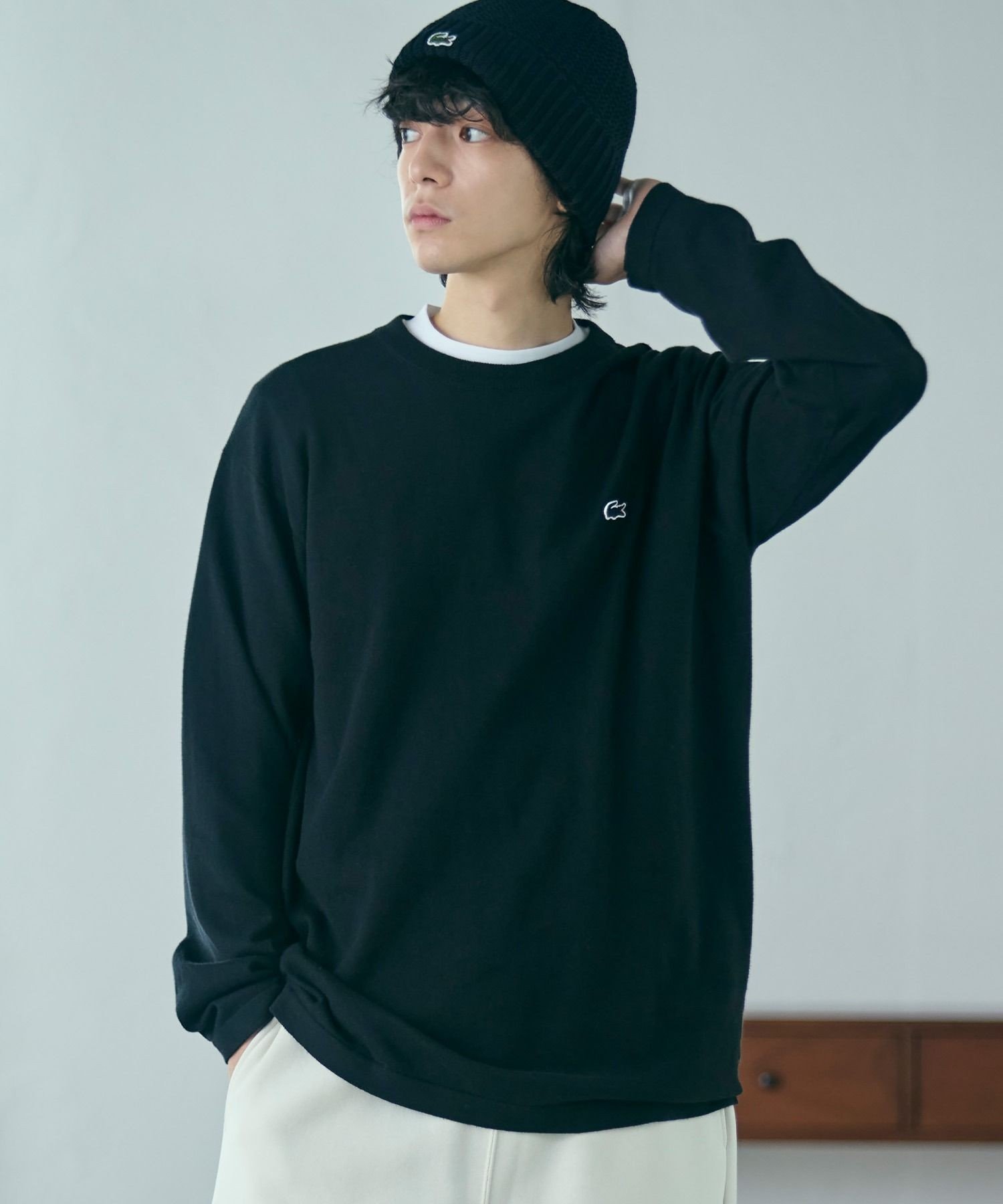 Экологичная трикотажная футболка LACOSTE, Black