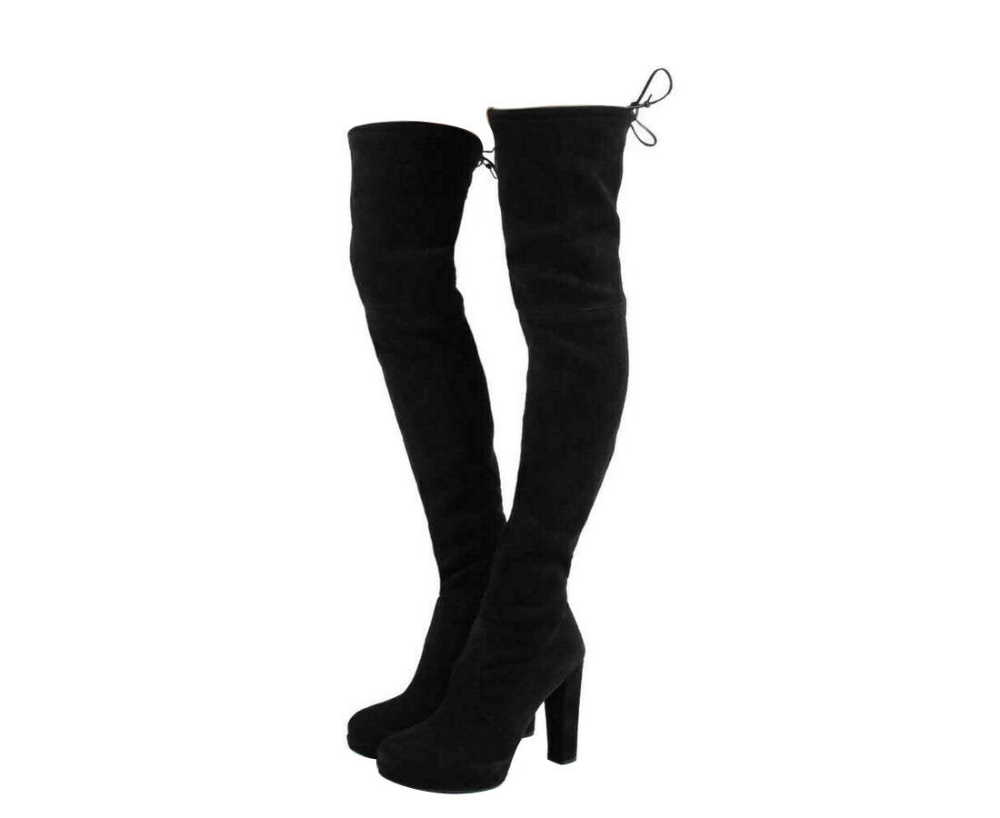 Женские замшевые ботфорты Stuart Weitzman Plathighland ботфорты выше колена, черный — фото 4
