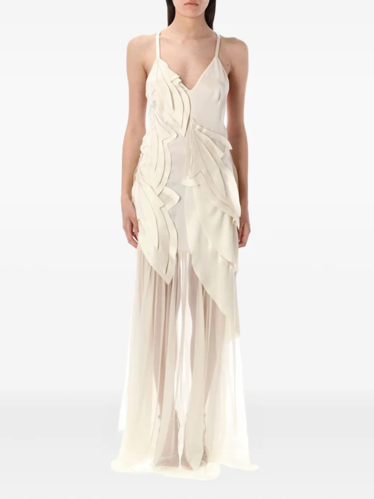 

Платье макси с плиссировкой Alberta Ferretti, белый