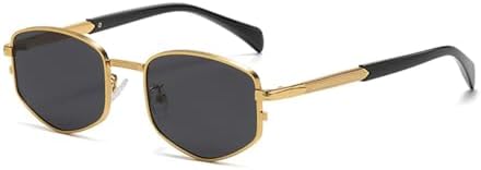 

Солнцезащитные очки в ретро-стиле с металлической оправой 2027 года для женщин, ромбовидные, маленькие, мужские, с защитой от ультрафиолета UV400 MTZJH, Gold With Black